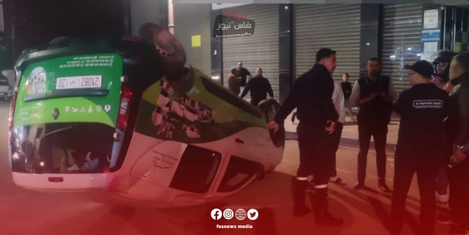 Local Source: Car Overturns on Moulay Rachid Street in Fez Due to Excessive Speed and Reckless Driving