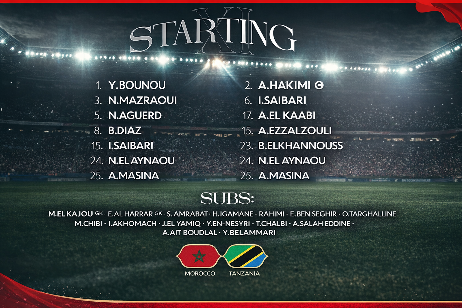 🚨 Breaking: Regragui Reveals His Cards for the Tanzania Clash — El Khannouss and El Aynoui to Replace Ounahi in an Attack Led by El Kaabi