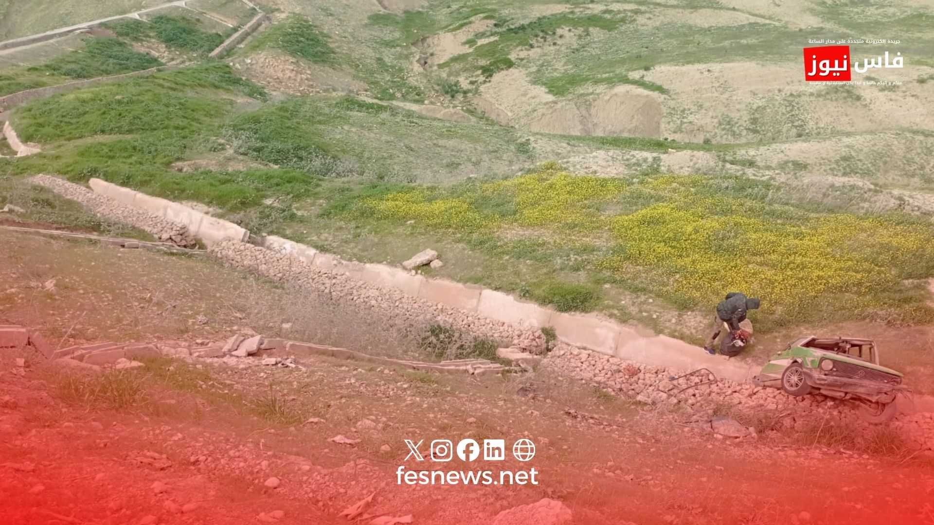 Fès… Car overturn in Benjellik highlights the condition of the road leading to pottery workshops