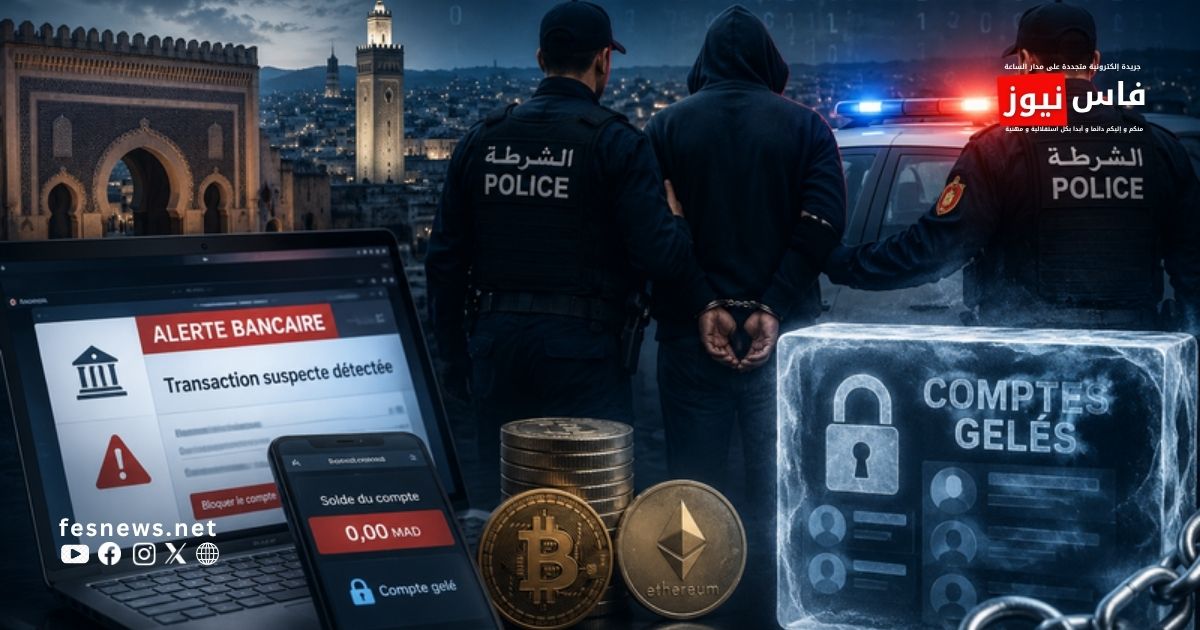 Fès : Démantèlement d’un réseau national d’escroquerie bancaire et de blanchiment d’argent via les cryptomonnaies, avec le gel de centaines de comptes